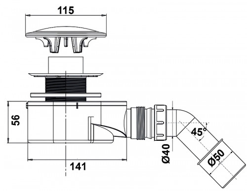 Сифон для душевого поддона Bettoserb 125341 цвет Серый