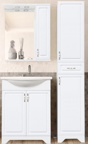 Зеркало со шкафом Style Line Олеандр 2 90 С с подсветкой Белый глянец МДФ / ЛДСП, стекло