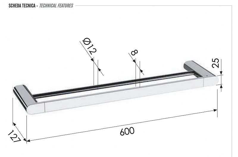 Полотенцедержатель Remer Lounge LN33NO двойной цвет Черный матовый