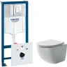 Комплект унитаза Ceramicanova Forma CN3009 с инсталляцией Grohe Rapid SL 38775001 с сиденьем Микролифт и клавишей смыва Хром фарфор подвесной