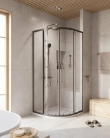 Душевой уголок Cezares Relax-304 90x90 RELAX-304-R-2-90-C-GM профиль Оружейная сталь стекло прозрачное