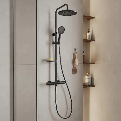 Душевая система Milardo Ideal Spa ILSBLTHM89 с термостатом Черная матовая