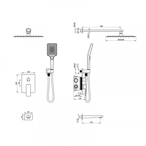 Душевая система Oliveeka D OL-88939003-MB цвет Черный матовый