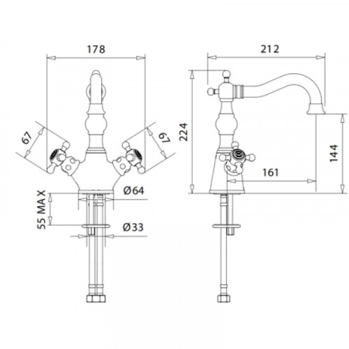 Смеситель для раковины Migliore Arcadia 18398 Золото латунь