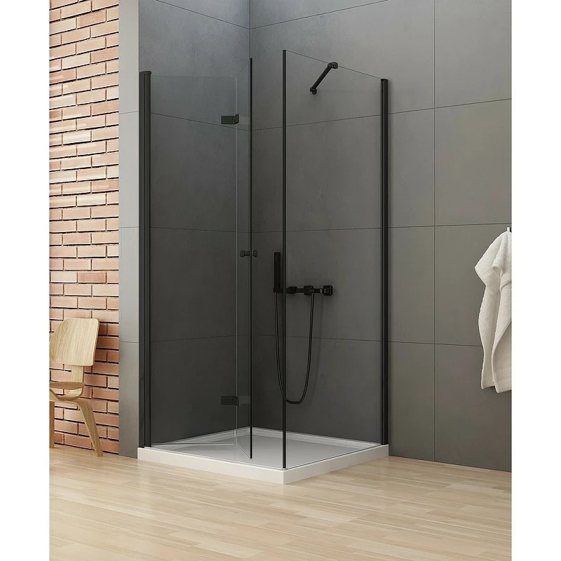 Душевой уголок New Trendy New Soleo Black 70х70 L D-0233A/D-0113B профиль Черный стекло прозрачное