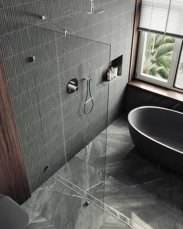 Душевая перегородка Maybah Glass MGD-260-4 890x1950 коннектор стена-стекло Хром глянцевый стекло прозрачное