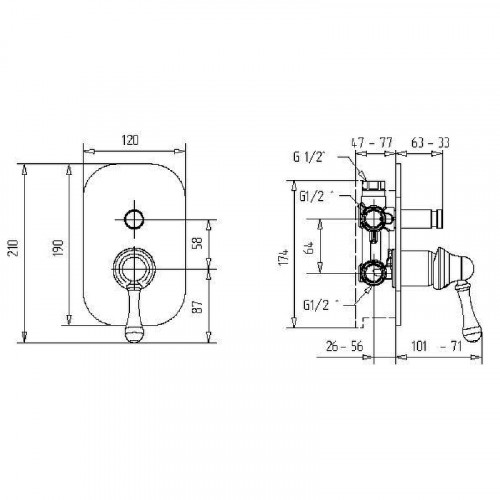 Смеситель для душа Migliore Maya 18919 Бронза латунь встраиваемый