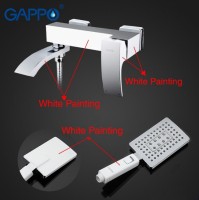 Смеситель для ванны Gappo G07 G3207-8 Белый Хром латунь на стену