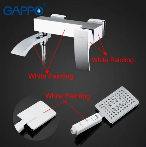 Смеситель для ванны Gappo G07 G3207-8 Белый Хром латунь на стену