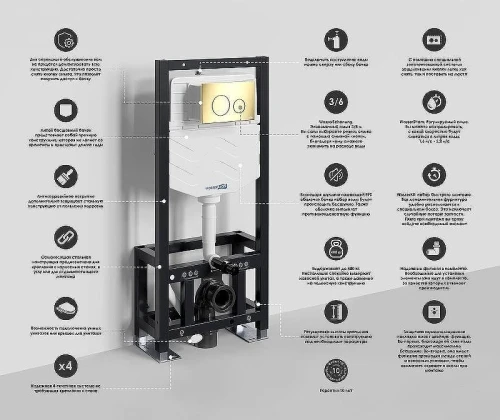 Инсталляция WasserKRAFT Dill 61TLT.010.ME для унитаза без клавиши смыва