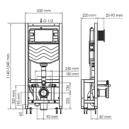 Инсталляция WasserKRAFT Dill 61TLT.010.ME для унитаза без клавиши смыва