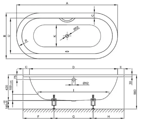 Стальная ванна Bette Starlet Oval 165х75 2720-000PLUS цвет Белый с шумоизоляцией и антигрязевым покрытием