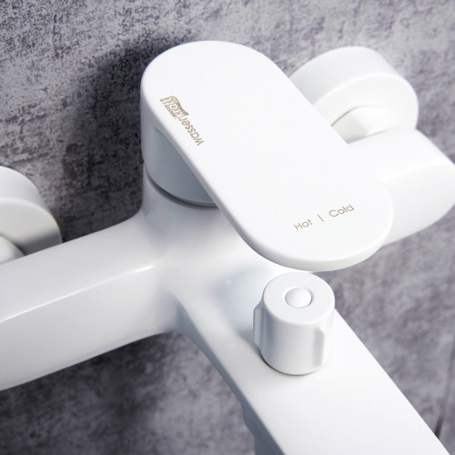 Смеситель для ванны WasserKRAFT Mindel 8501 Белый матовый латунь на стену