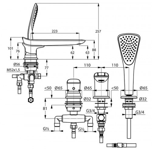 Смеситель на борт ванны Kludi Ambienta 534470575 Хром латунь