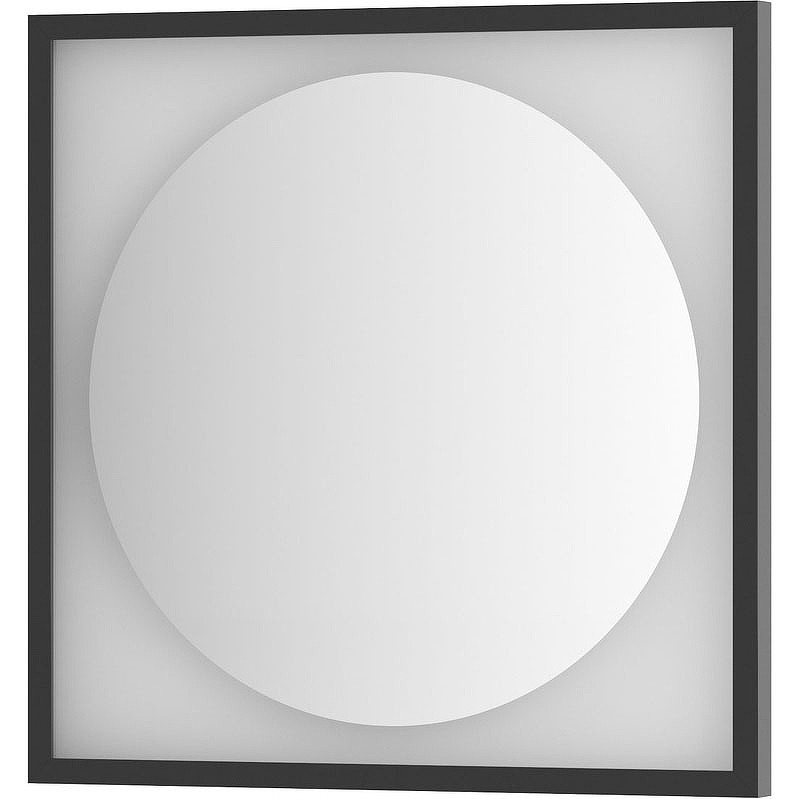 Зеркало Defesto Eclipce 60х60 DF 2231 с подсветкой 12W-3000К/в багетной раме/Без выключателя/Теплый белый свет/Черная рама