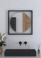 Зеркало Defesto Eclipce 60х60 DF 2231 с подсветкой 12W-3000К/в багетной раме/Без выключателя/Теплый белый свет/Черная рама