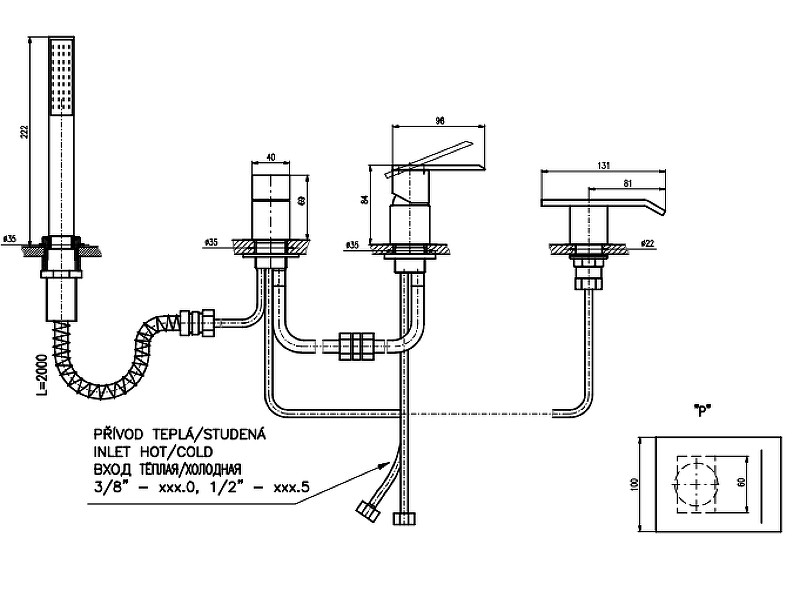 Смеситель на борт ванны Rav Slezak Loira LR573.5PZ Золото латунь
