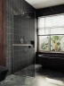 Душевая перегородка Maybah Glass MGD-717-5у 1190х1950 в узком профиле с полотенцедержателем Хром матовый стекло графитовое