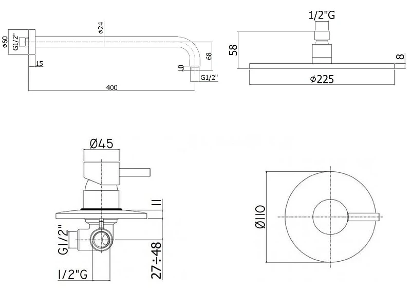 Душевая система Paffoni Light KITLIG011BO Белая матовая латунь встраиваемый