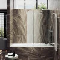 Шторка для ванны Maybah Glass MGV-584-4 980х1400 складная 4 секции Хром глянцевый стекло прозрачное