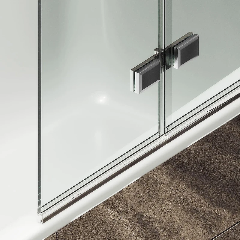 Шторка для ванны Maybah Glass MGV-584-4 980х1400 складная 4 секции Хром глянцевый стекло прозрачное