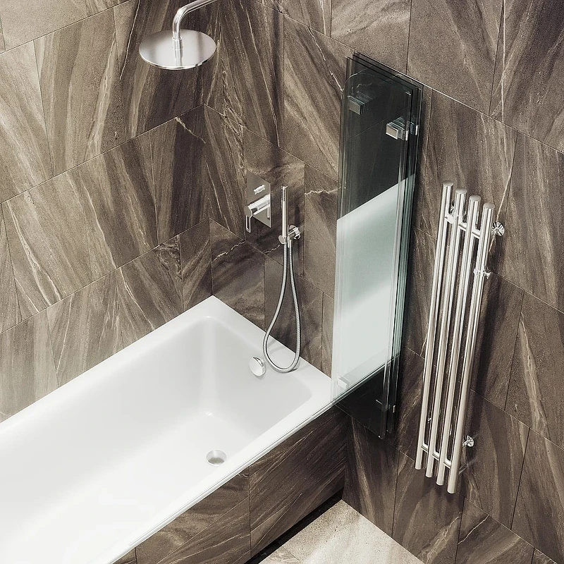 Шторка для ванны Maybah Glass MGV-584-4 980х1400 складная 4 секции Хром глянцевый стекло прозрачное