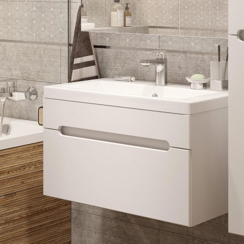 Комплект мебели для ванной DIWO Коломна 80 462695 подвесной цвет Глянцевый белый