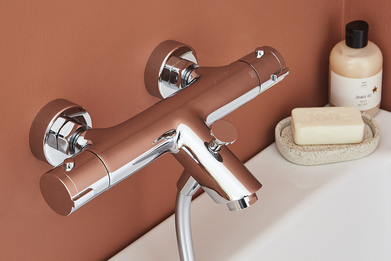 Смеситель для ванны Jacob Delafon Brive E24335-CP с термостатом Хром латунь на стену