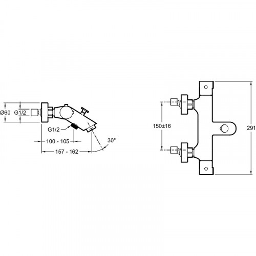 Смеситель для ванны Jacob Delafon Brive E24335-CP с термостатом Хром латунь на стену