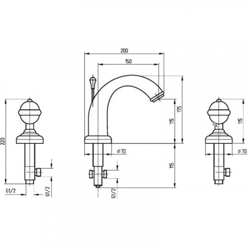 Смеситель для раковины Migliore Cristalia 18583 Бронза латунь