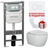 Комплект унитаза с инсталляцией Ceramicanova Play CN3001_1001W_1000 с сиденьем Микролифт и Белой клавишей смыва фаянс подвесной