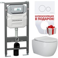 Комплект унитаза с инсталляцией Ceramicanova Play CN3001_1001W_1000 с сиденьем Микролифт и Белой клавишей смыва фаянс подвесной