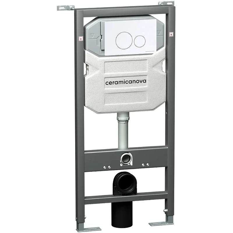 Комплект унитаза с инсталляцией Ceramicanova Play CN3001_1001W_1000 с сиденьем Микролифт и Белой клавишей смыва фаянс подвесной