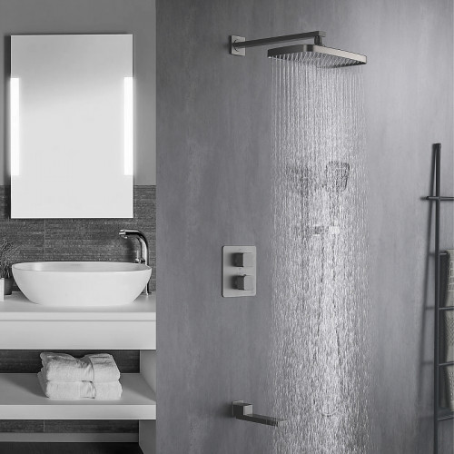 Душевая система Rose R15T R1595T с термостатом Оружейная сталь