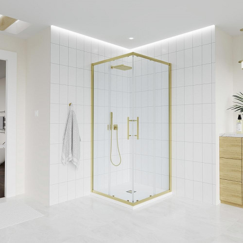 Душевой уголок Veconi Evo 300 G 120х80 E3-G-12080-01-C9 профиль Золото брашированное стекло прозрачное