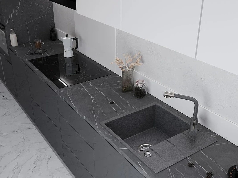 Кухонная мойка Emar Quartz 58 EMQ-1580.Q цвет Антрацит
