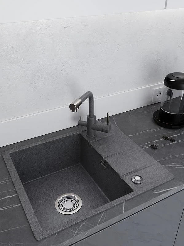 Кухонная мойка Emar Quartz 58 EMQ-1580.Q цвет Антрацит