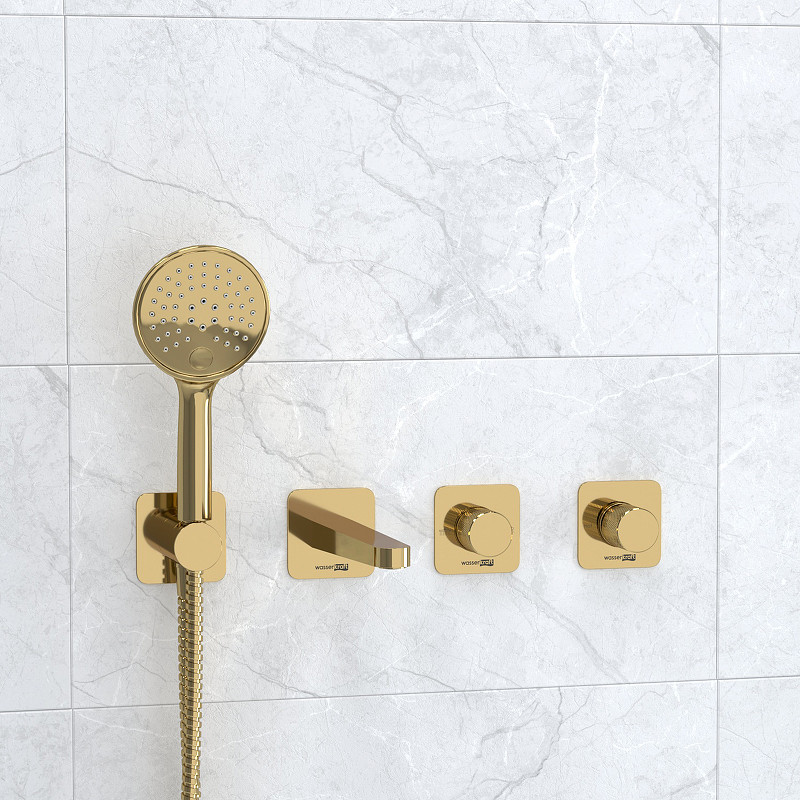 Смеситель для ванны WasserKRAFT Ems A7651.303.305.280.197.207 Золото глянцевое латунь встраиваемый