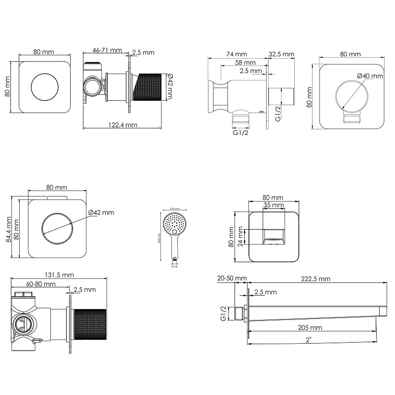 Смеситель для ванны WasserKRAFT Ems A7651.303.305.280.197.207 Золото глянцевое латунь встраиваемый