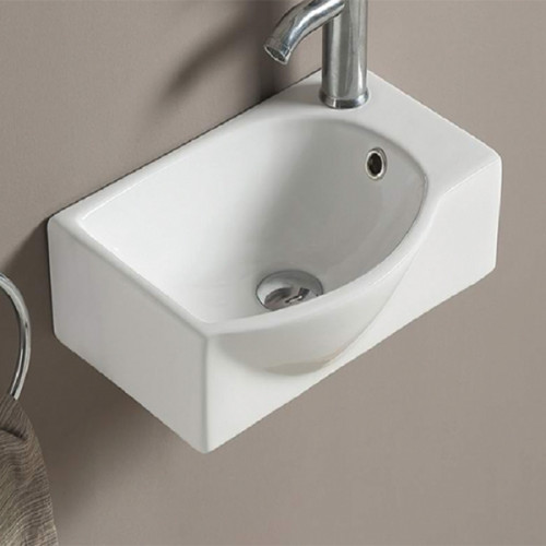 Раковина CeramaLux 40 78404L Белая фаянс подвесная