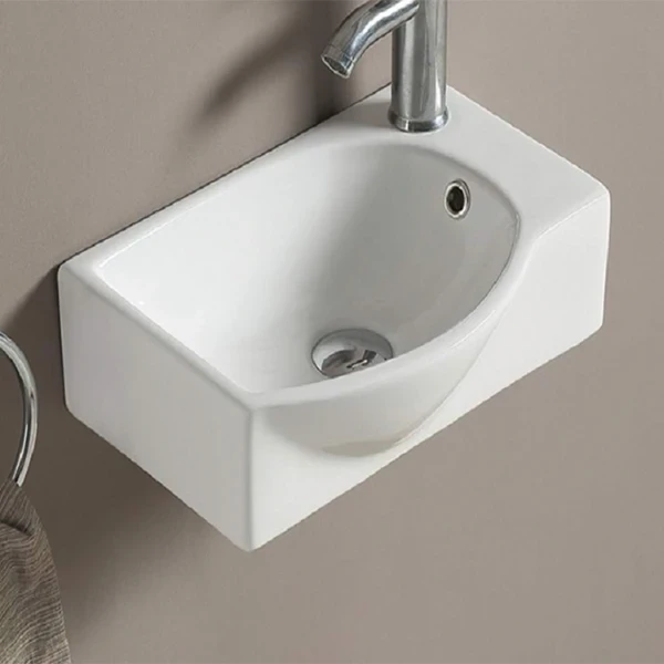 Раковина CeramaLux 40 78404L Белая фаянс подвесная