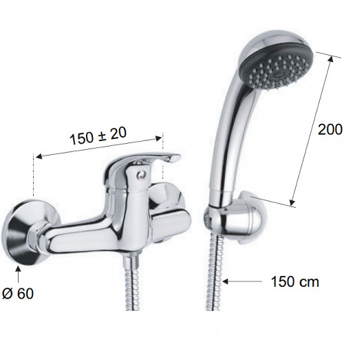 Смеситель для душа Remer Серия 35 F392 Хром латунь на стену