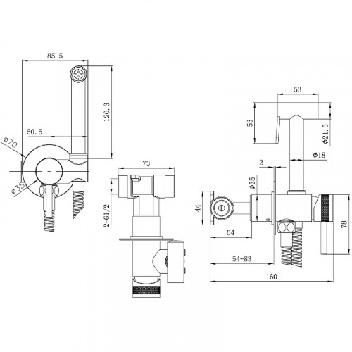 Гигиенический душ со смесителем Allen Brau Priority 5.31A29-31 Черный матовый латунь встраиваемый