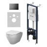 Унитаз с инсталляцией AM.PM Spirit V2.0 Aquaspin IS130138.701900 цвет Белый с сиденьем Микролифт и клавишей смыва цвет Черный матовый