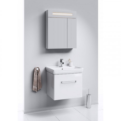 Зеркальный шкаф Aqwella Нео 60 Neo.04.06 с подсветкой Белый МДФ / ЛДСП