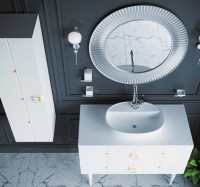 Шкаф пенал Boheme Armadi Art Vallessi Avantgarde Piazza 35 844-WG подвесной Белый Золото МДФ / ЛДСП