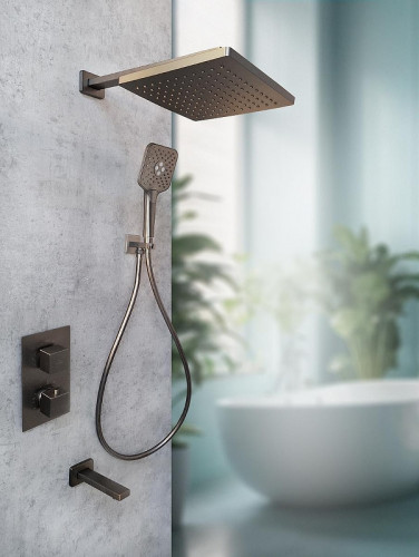 Душевая система AltroBagno Lamberto 040411 GM с термостатом цвет Оружейная сталь