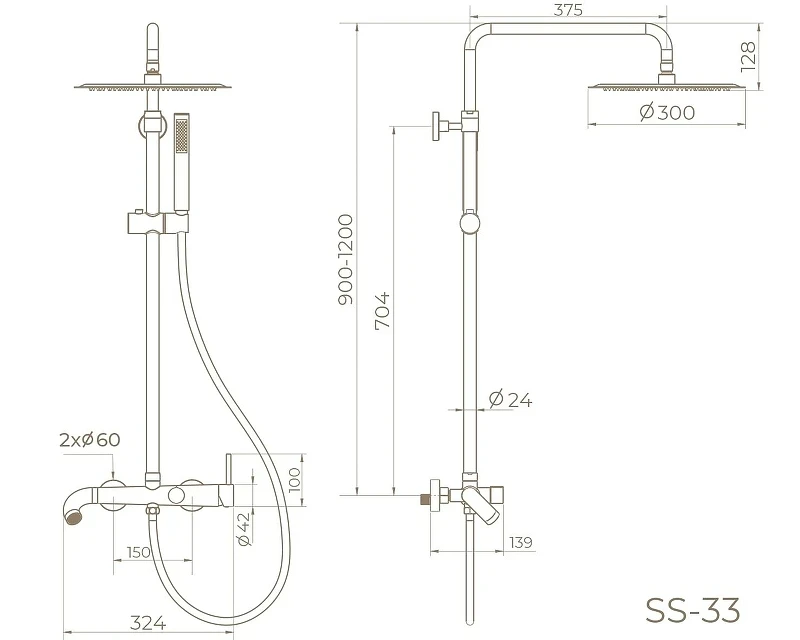 Душевая система Knotlor Elixir SS-33/BL цвет Матовый черный