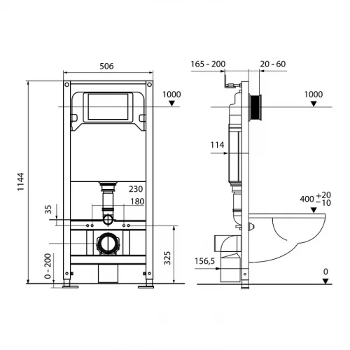 Инсталляция Tece Spring S401104 для унитаза с клавишей смыва цвет Черный матовый