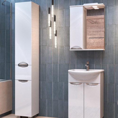 Зеркало со шкафом Vigo Callao 50 L z.CAL.50.L.El с подсветкой Белое МДФ / ЛДСП, стекло